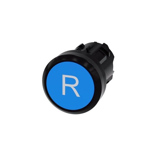 Siemens Pushbutton, 22 mm, round, plastic, blue, inscription: R, pushbutton 3SU1000-0AB50-0AR0 - main