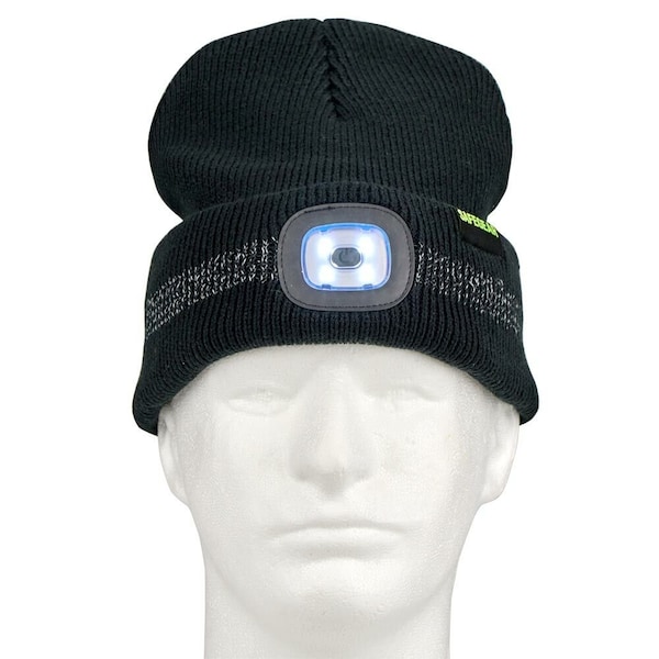 Jj Keller Unisex Reflective Beanie Hat with Light, USB Rechargeable LED Hat, Black 73082 - main