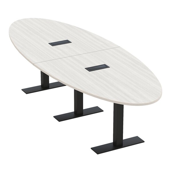 Skutchi Designs 10ft Oval Conference Table With Power | Harmony Series | 8 Person Meeting Room Table HAR-OVL-48X120-T.BK-WA7976-EBLK - main