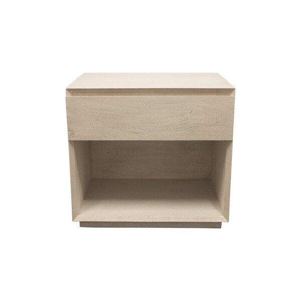 Homeroots 24" Natural Solid Wood Ribbed Texture One Drawer Nightstand 569602 - main
