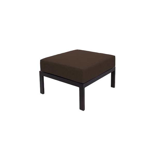 Bfm Seating Belmar Outdoor Ottoman with Sunbrella Cushion, Sand Black Frame PH6106BL-57014 - main