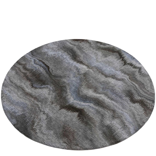 Homeroots 8' Taupe And Ivory Round Abstract Washable Indoor Outdoor Area Rug 631325 - main