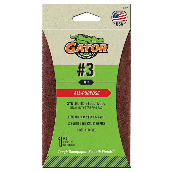 Gator Finishing 3-7/8 x 6 in. All-Purpose Synthetic Steel Wool, #3 7322 - main