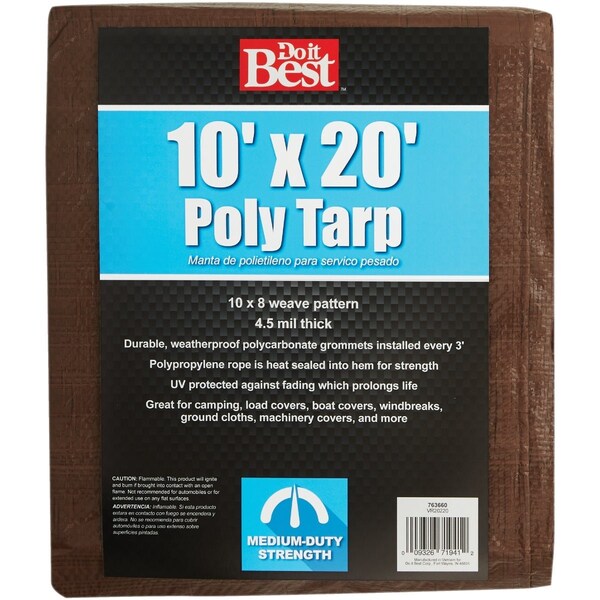 Do It Best 1 Side Green/1 Side Brown Woven 10 Ft. x 20 Ft. Medium Duty Poly Tarp 763660 - main