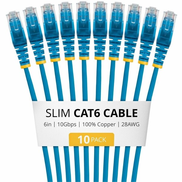 Startech.Com 6in Blue Slim Cat6 Cable Pack, 10PK N6PAT6INBLS10PK - main