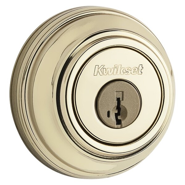 Kwikset 99800120 Deadbolt, 1 Grade, K4 Key, Metal, Polished Brass, 238 to 234 in Backset, KW1 Keyway 980 3 SMT CP - main