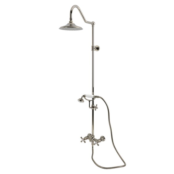 Kingston Brass Wall Mount Rain Drop Shower System with Hand Shower, Polished Nickel CCK3666AX - main