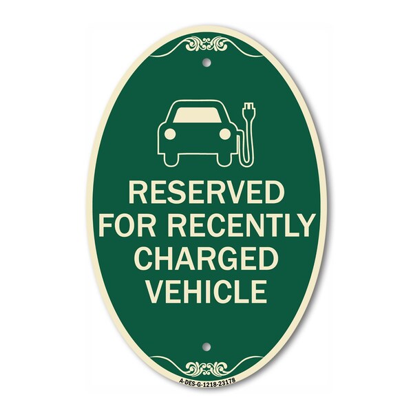 Signmission Reserved for Recently Charged Vehicle with Gr, 12 In X 18 In Architectural, Heavy Gauge Aluminum A-OV-G-1218-23178 - main