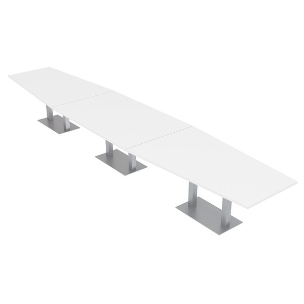 Skutchi Designs Hexagon Conference Table With Power Unit, 48 in W, 216 in L, White HAR-HEX.IR-48X216-DOU-W960-NA - main