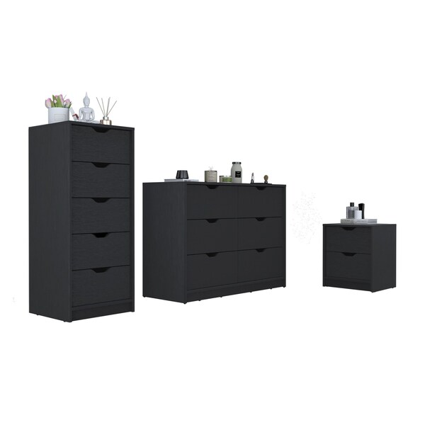 Homeroots Three Piece Black Bedroom Set 526368 - main