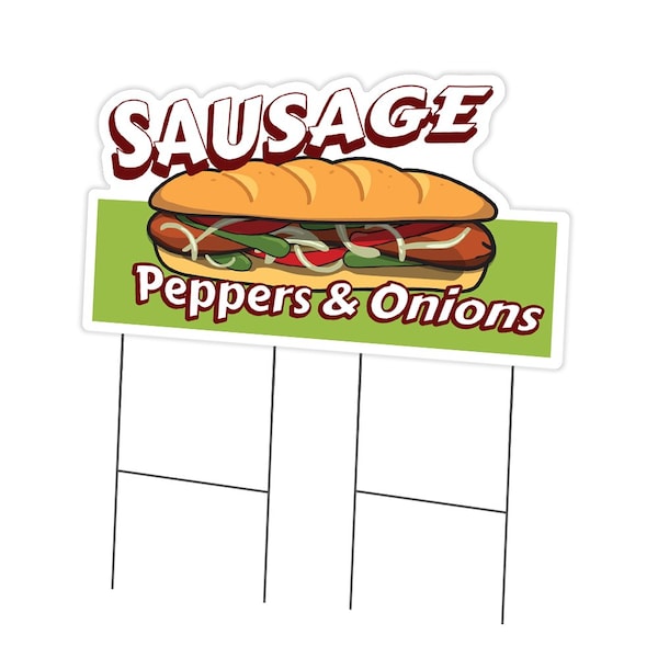 Signmission Sausage Peppers & Onions Yard & Stake outdoor plastic coroplast window, 2436-Sau C-DC-2436-Sausage Peppers & Onions - main