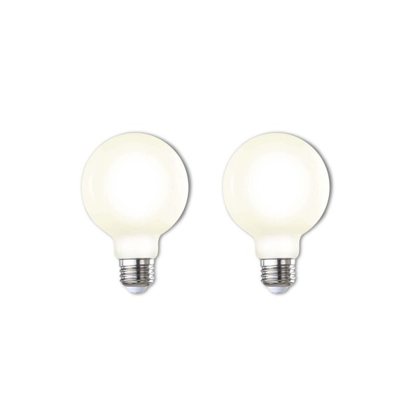 Bulbrite 60-Watt Equivalent G25 Milky Dimmable Decorative Filament LED Light Bulb Warm White, 2PK 861576 - main