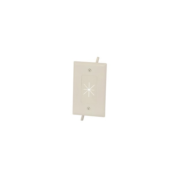 Cable Wholesale Easy Mount Series Single Gang Cable Passthrough Wall Plate with Flexible Opening, Lite Almond 45-0014-LA - main