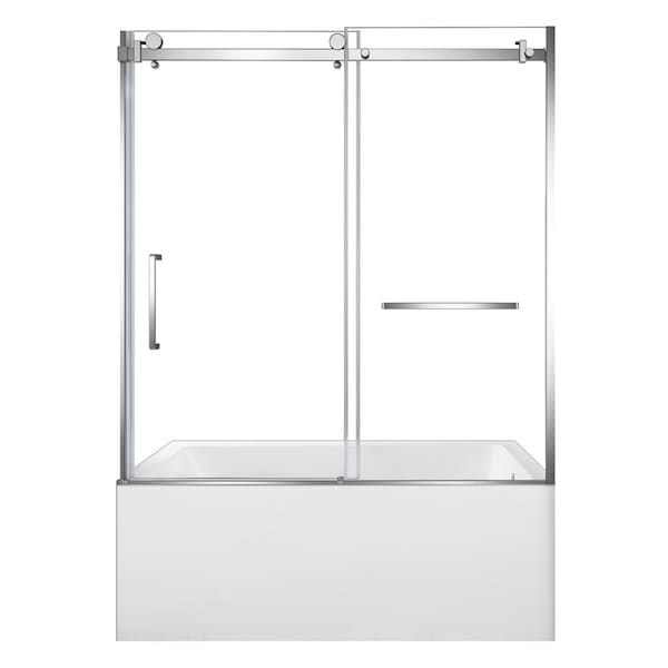Kingston Brass 60" Acrylic Alcove Right-Hand Drain Tub with Left Sliding Tub Door, White/Polished Chrome KVTAP6032R221 - main