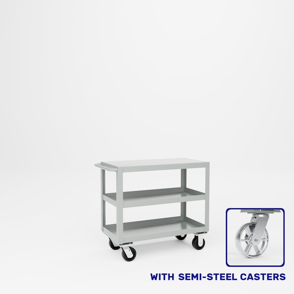 Pucel Heavy Duty Shop Truck, 36 in W x 18 in D x 33.5 in H, Three Shelves, Push Handle, Light Blue 1836-DT-3S - main