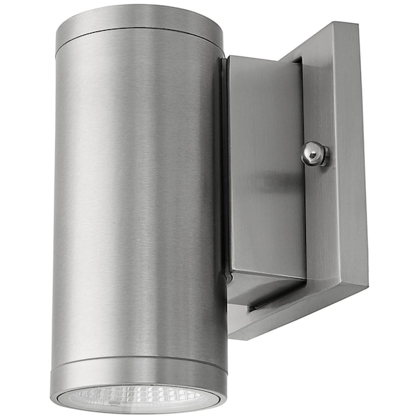 Sunlite 6in. LED Brushed Nickel Outdoor Tubular Wall Sconce Light Fixture, 30K/40K/50K, Dimmable 49204-SU - main