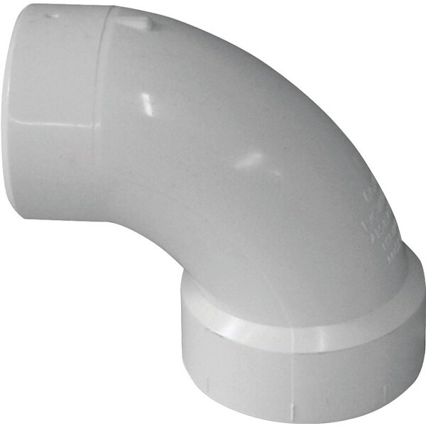 Genova CANPLAS Sanitary Street Pipe Elbow, 112 in, Spigot x Hub, 90 deg Angle, PVC, White 192451L - main