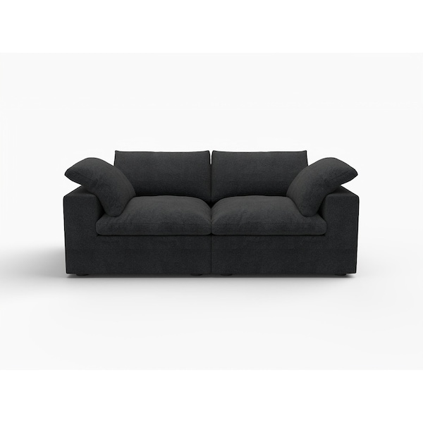 Homeroots 80in Black Linen Blend Modular Loveseat 714582 - main