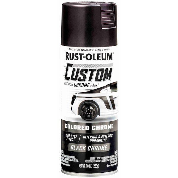 Rust-Oleum Automotive Premium Custom Chrome Lacquer Spray Paint, Black, 10 oz. 343346 - main