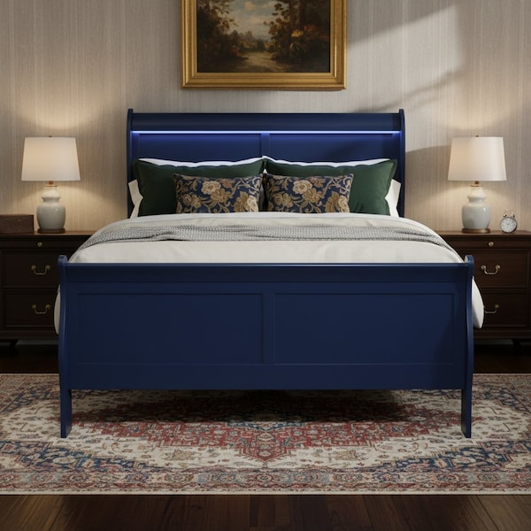 Homeroots Blue King Bed Frame With No 482385 - main