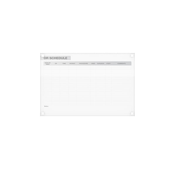 Ghent Healthcare Harmony Glassboard w/ Standoffs, Square Corners, OR Schedule, Magnetic, 4'H x 8'W GRPHMYSM13S-48 - main