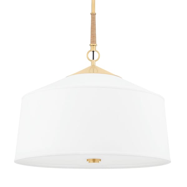 Hudson Valley Lighting White Plains 3 Light Pendant 22.25 In. Aged Brass 5223-AGB - main