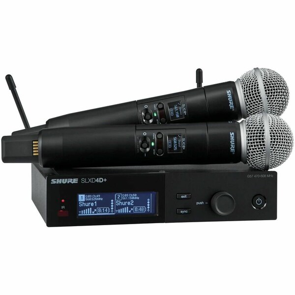 Shure SLX-D+ DIGITAL 2-CHANNEL WIRELESS MICROPHONE SYSTEM, INCLUDES 1 SLXD4D+ DUAL REC SLXD24D+/58-G57 - main