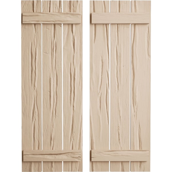 Ekena Millwork Rustic Three Board Spaced Board-n-Batten Riverwood Faux Wood Shutters, 17 1/2W x 48H, PR SHUBSS17X48RWPR - main