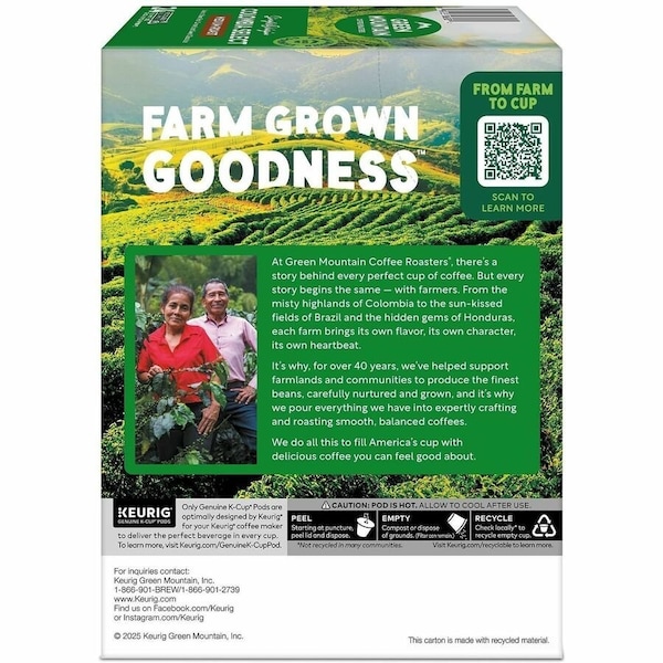 Green Mountain Coffee Coffee, Single Origin Colombian Select, Pod, Caffeinated, Ground, 7.92 oz, 24 PK 6003 - main