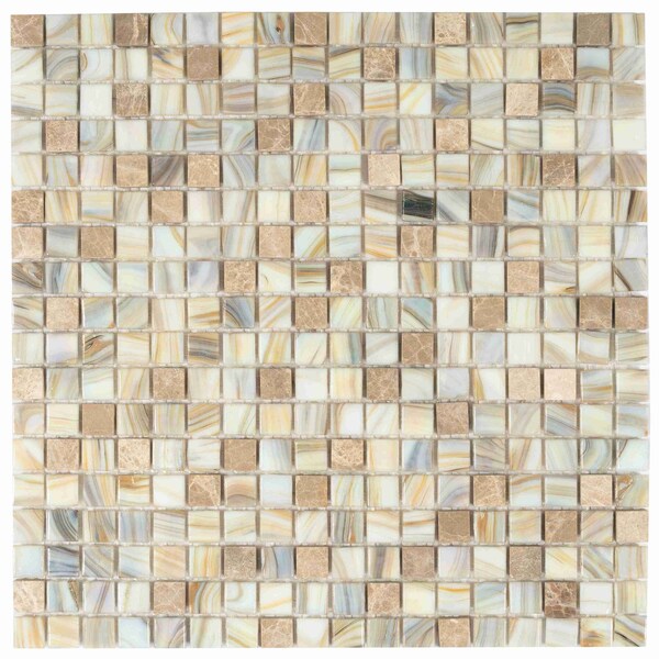 Apollo Tile Mingles 11.6 in. x 11.6 in. Glossy Beige Glass Mosaic Wall and Floor Tile 18.69 sq. ft./case, 20PK MIX1588BG337A - main
