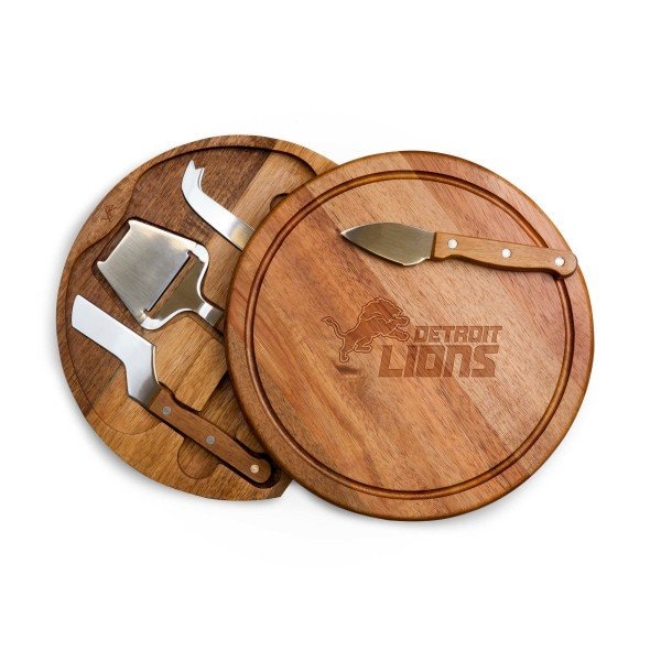 Picnic Time Family Of Brands Detroit Lions - Acacia Circo Cheese Cutting Board & Tools Set, (Acacia Wood) 855-04-512-113-2 - main