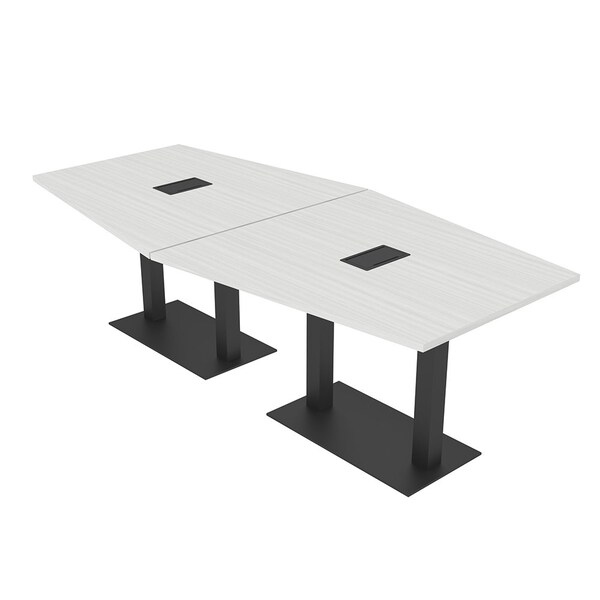 Skutchi Designs Hexagon Conference Table With Power Unit, 48 in W, 96 in L, White HAR-HEX.IR-48X96-DOU.BK-WA7976-EBLK - main