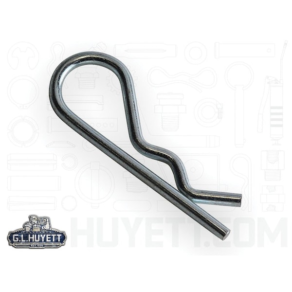 Huyett Bridge Pin, Zn Plt Spg Stl, .094 Wire Dia x 1.625 L x .380 In Eye Dia x Fits .25 to .5 Shft BP-203 - main