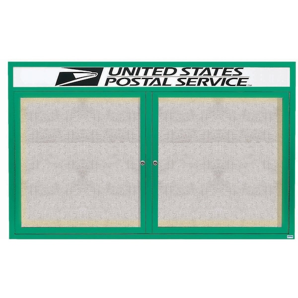 Aarco Illuminated Outdoor Enclosed Bulletin Board w/ Al Frame Header, Powder Coated Green, 48''Hx72''W ODCC4872RHIG - main