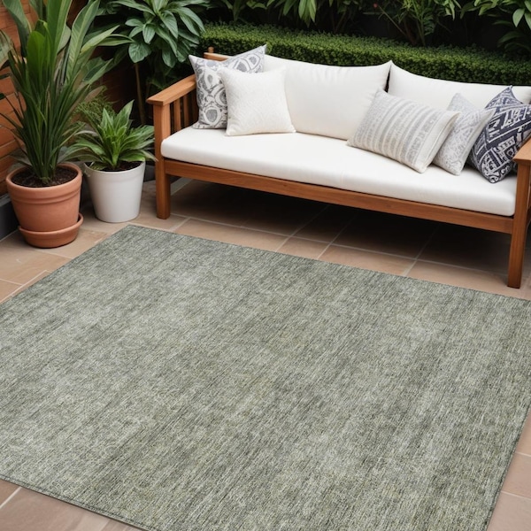 Homeroots 9' X 12' Sage And Ivory Abstract Washable Indoor Outdoor Area Rug 605564 - main