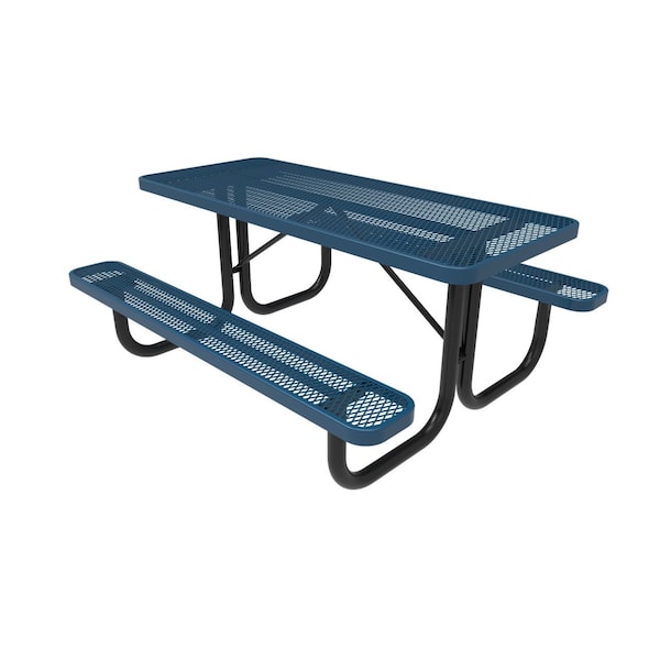 Mytcoat 6ft Rectangular Portable Outdoor Table, Light Blue, Seats 6, Expanded Metal, Industry Standard 804035 - main