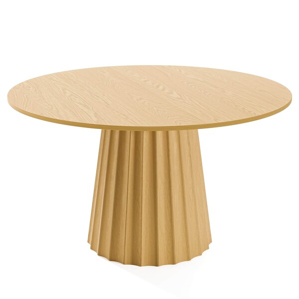 Homeroots 52" Brown Solid Wood Pedestal Base Round Top Dining Table 721022 - main