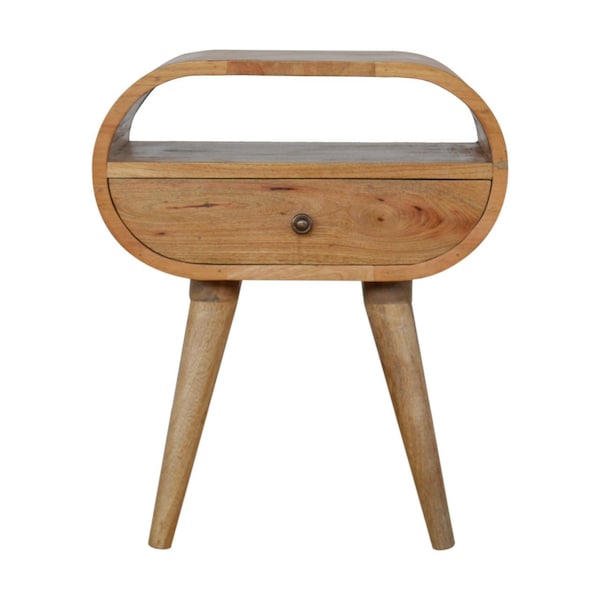 Homeroots 21" Natural Solid Wood Oval One Drawer Nightstand 651527 - main