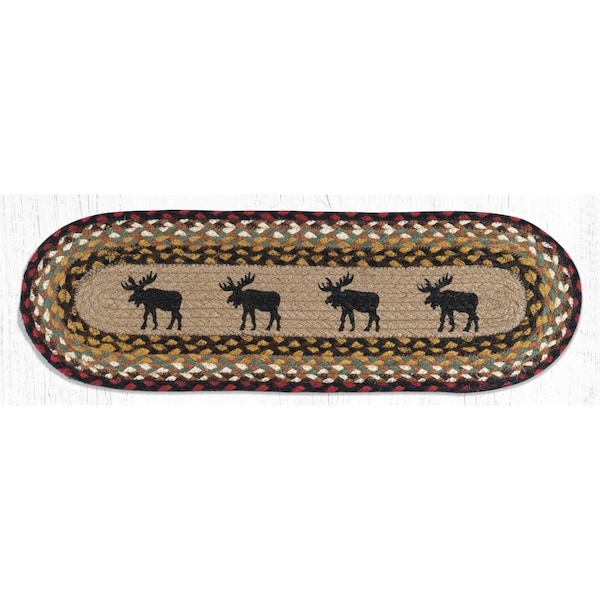 Palacedesigns 27 x 8.25 in. ST-OP-19 Black Moose Oval Stair Tread Mat PA2846062 - main