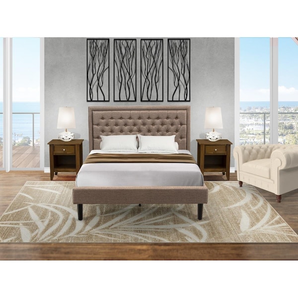 East West Furniture 3 Piece Kendall Queen Size Bedroom Set - Black KD16Q-2GA08 - main