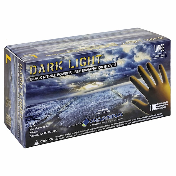Safety Zone Dark Light Nitrile Powder Free 9 mil Exam Gloves - Black, Lrg - Case of 1000 DLG676 - main