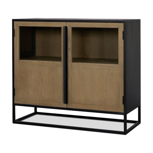 Homeroots 18in Black Iron and Metal Accent Cabinet With Two Doors 727719 - main