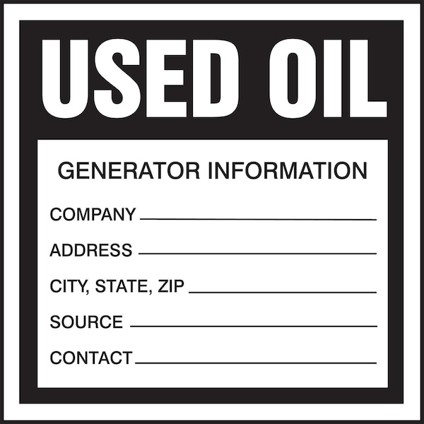 Accuform HAZARDOUS WASTE LABEL USED OIL 6 in X 6 in MHZW34EVP - main