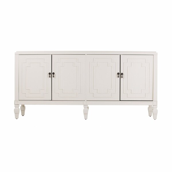Homeroots 64in White Solid Wood Sideboard with Four Doors 401679 - main