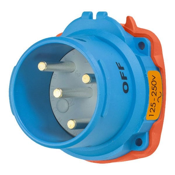 Meltric DSN30 INLET POLY BLUE SIZE 2 TYPE 4X IP 69 2P+N+G 30 A 125/250 VAC 60 Hz NO AUX 63-38076 - main