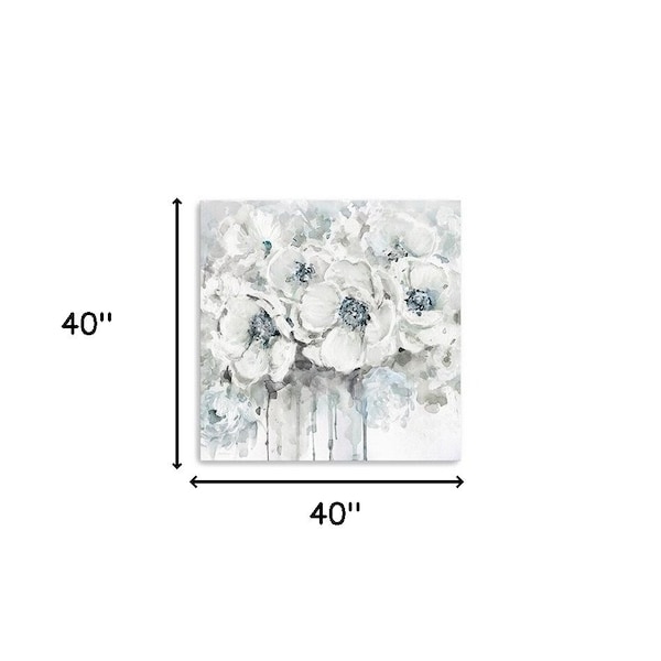 Homeroots Winter Blues Flower Unframed Print Wall Art 398875 - main