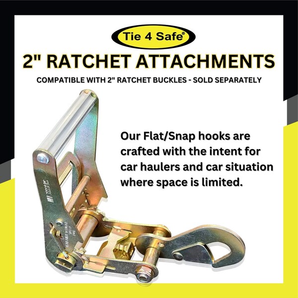 Tie 4 Safe Set 2'' x 10' Ratchet Wheel Lift Lasso Strap w/ Flat Snap Hook Tow Truck Black, 4PK RB04CK-MH33-TWS21-W27-BLK-BW02P-BLK-4 - main