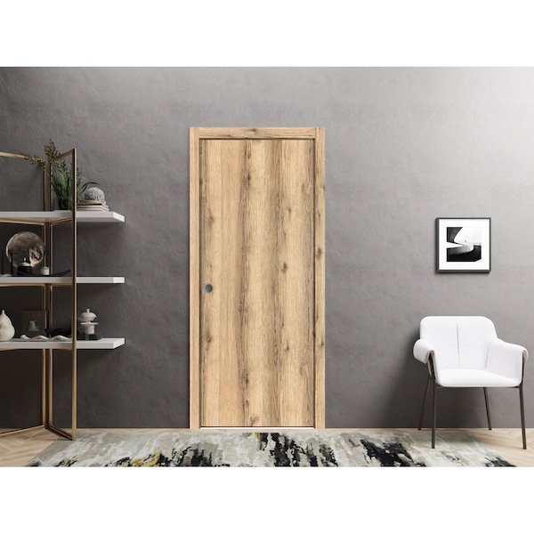 Sartodoors Sliding French Pocket Door with, Planum 0010 Oak, Kit Trims Rail Hardware, Solid Wood Interior Bedr PLANUM0010PD-DUB-42 - main