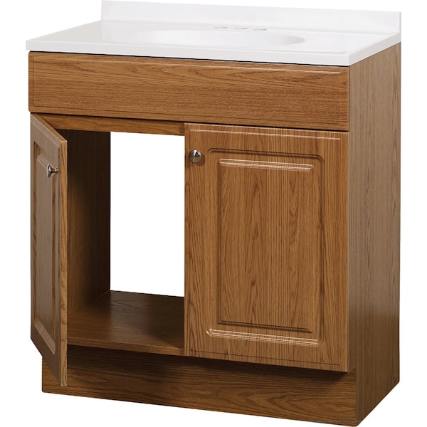 Zenith Zenna Home Oak 30'' Wx35'' Hx18''D Vanity with Wht Cultured Marble Top RBC30KK - main