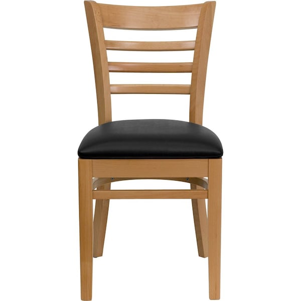 Flash Furniture Hercules Restaurant Chair, Wood Back, 17-1/4 in W 20" L 33-3/4" H, Vinyl Seat XU-DGW0005LAD-NAT-BLKV-GG - main